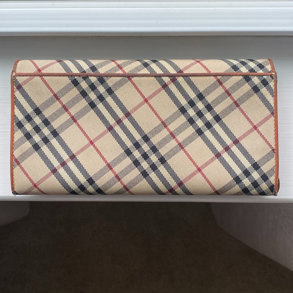 #9 Burberry Beige and Orange Check Wallet - Picture 2 of 15